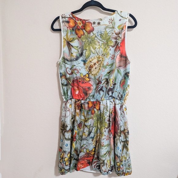 Alice + Olivia Floral Sleeveless Mini Silk Blend Dress Small - Picture 2 of 5